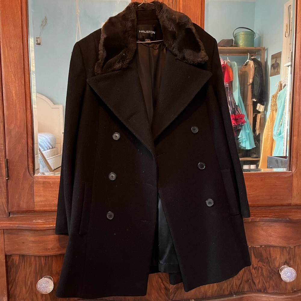 Halston wool coat